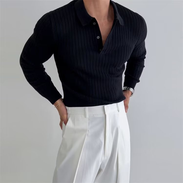 Douglas | Men's Slim Fit Long Sleeve Polo Shirt