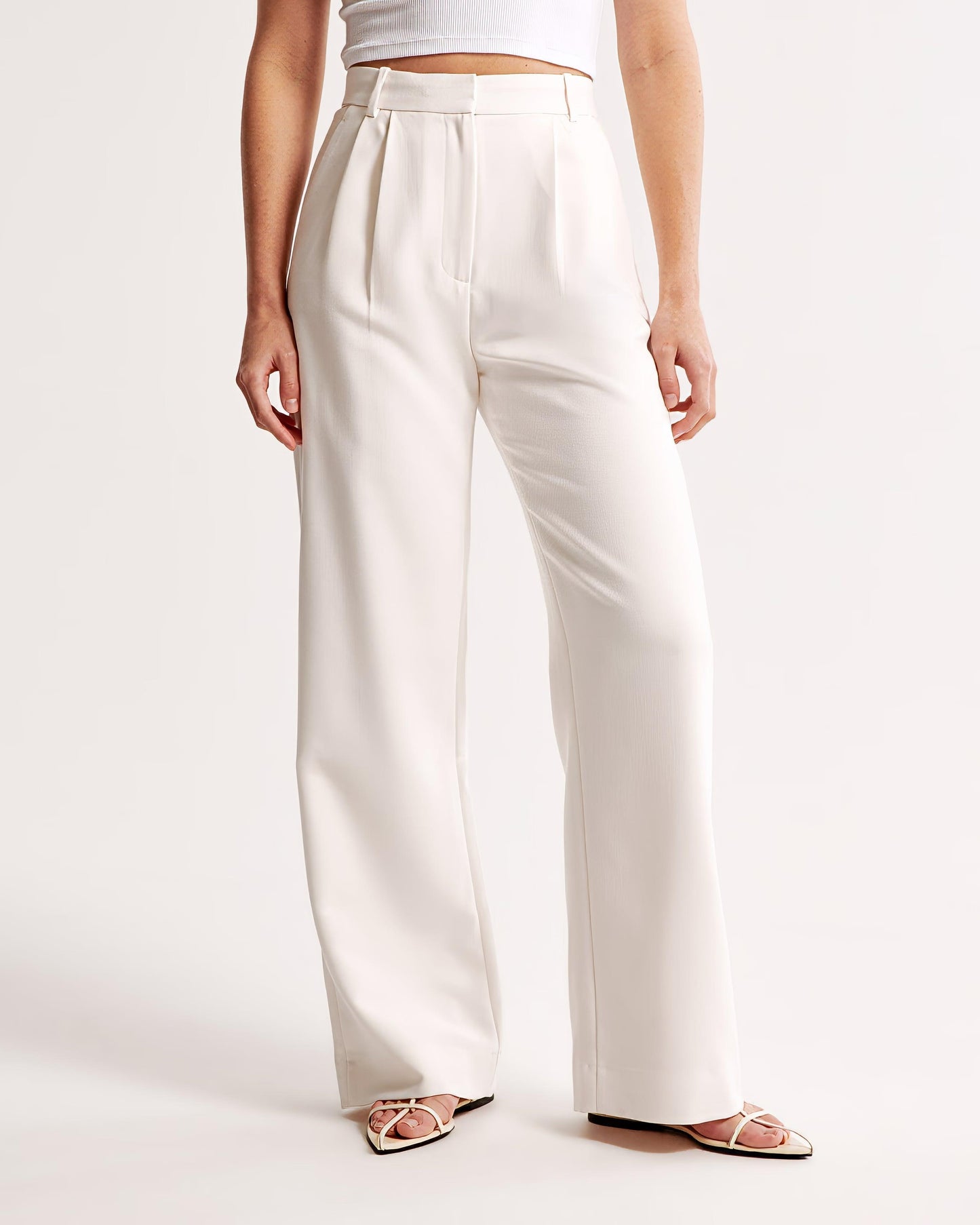 Zara | High Waist Pleated Leg Trousers with Tailored Fit