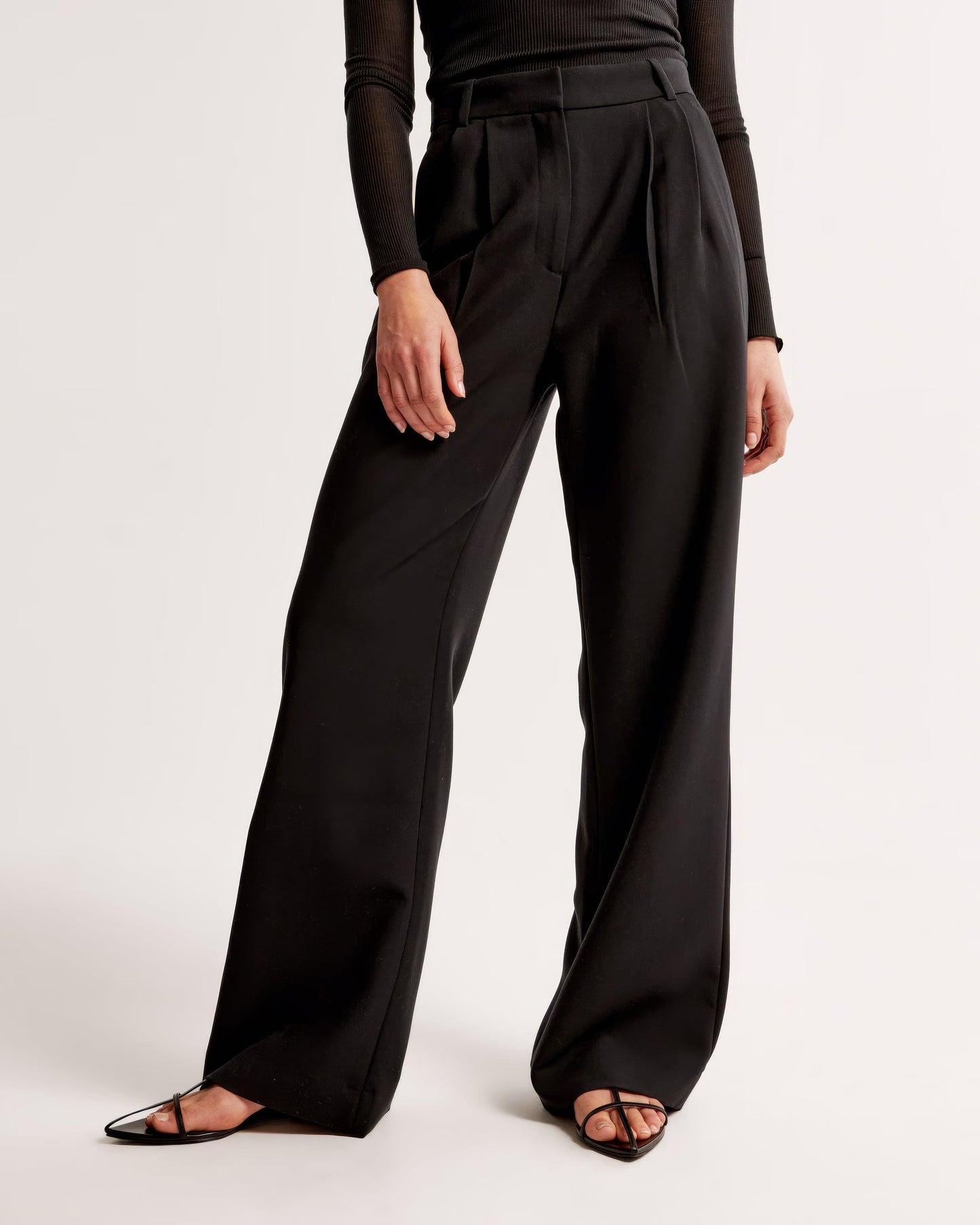 Zara | High Waist Pleated Leg Trousers with Tailored Fit