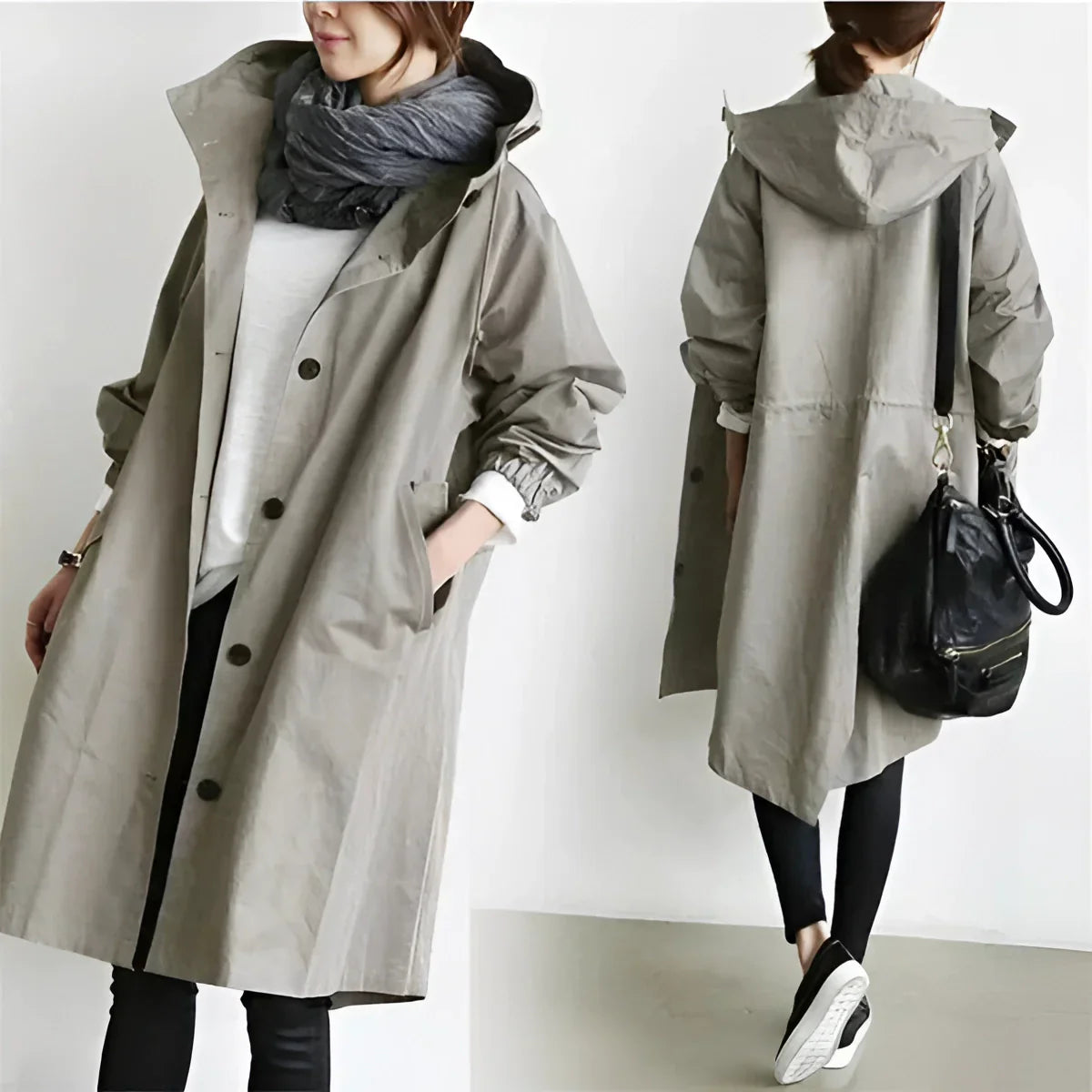 Seraphine - Stylish Oversized Women's Hooded Waterproof Raincoat