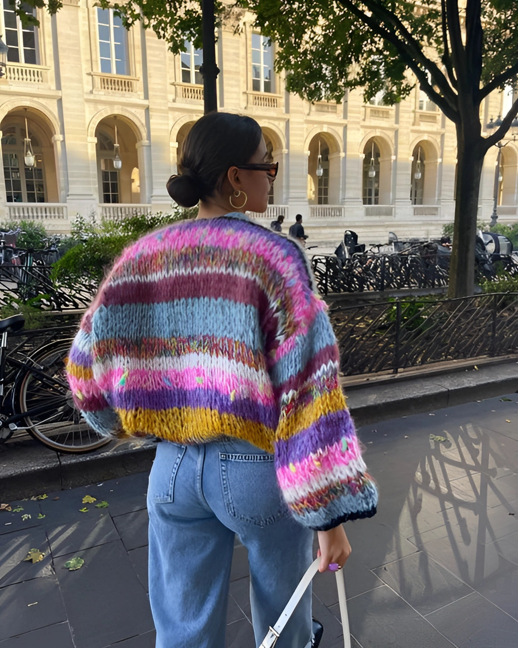 Elara - Multicolor Wool Patchwork Boho Cardigan