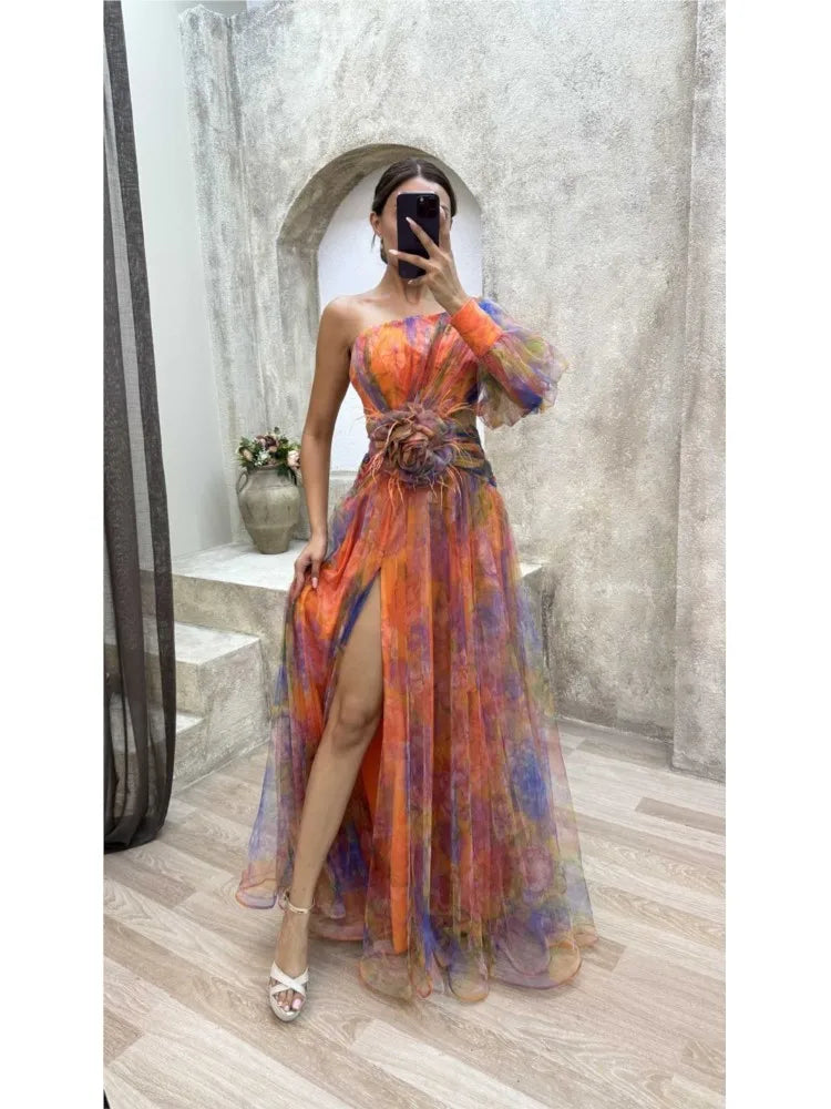 Norma | Elegant Maxi Dress in Sheer Floral Design
