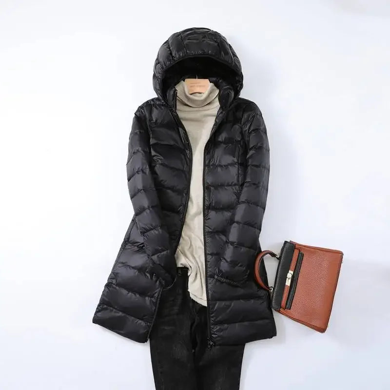 Novella - Women's Packable Puffer Coat with Removable Hood