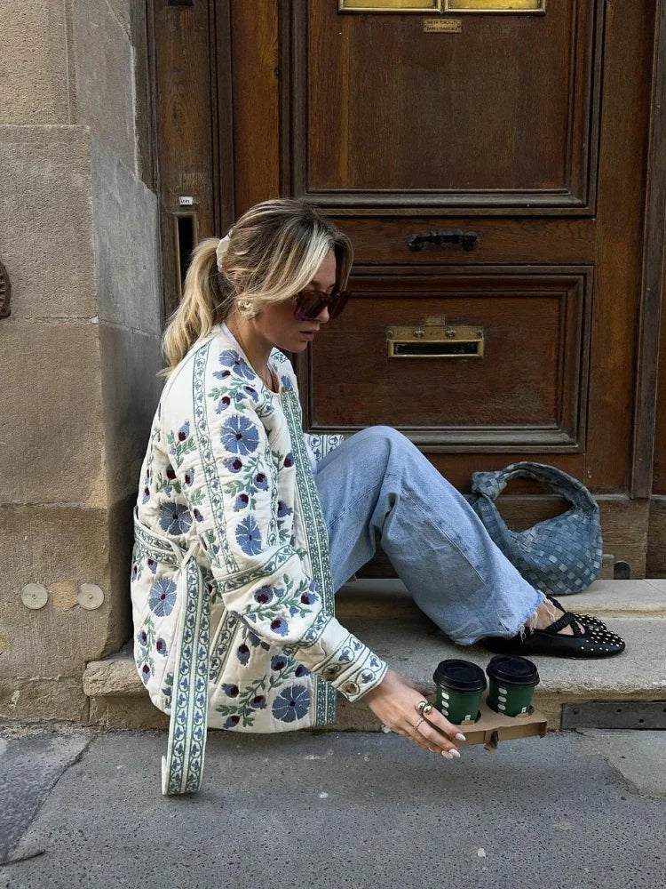 Alexa | Elegant Embroidered Floral Pattern Jacket - Long Sleeve