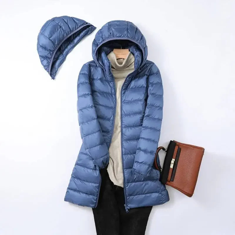 Novella - Women's Packable Puffer Coat with Removable Hood