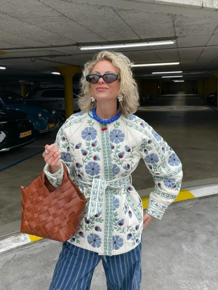 Alexa | Elegant Embroidered Floral Pattern Jacket - Long Sleeve