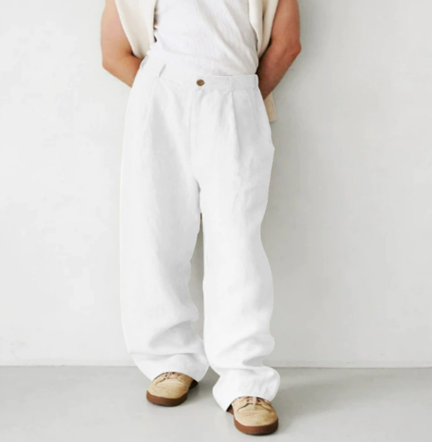 Nelson | Men’s Trousers – Comfortable Cotton Linen Blend – Relaxed Fit – Full Length
