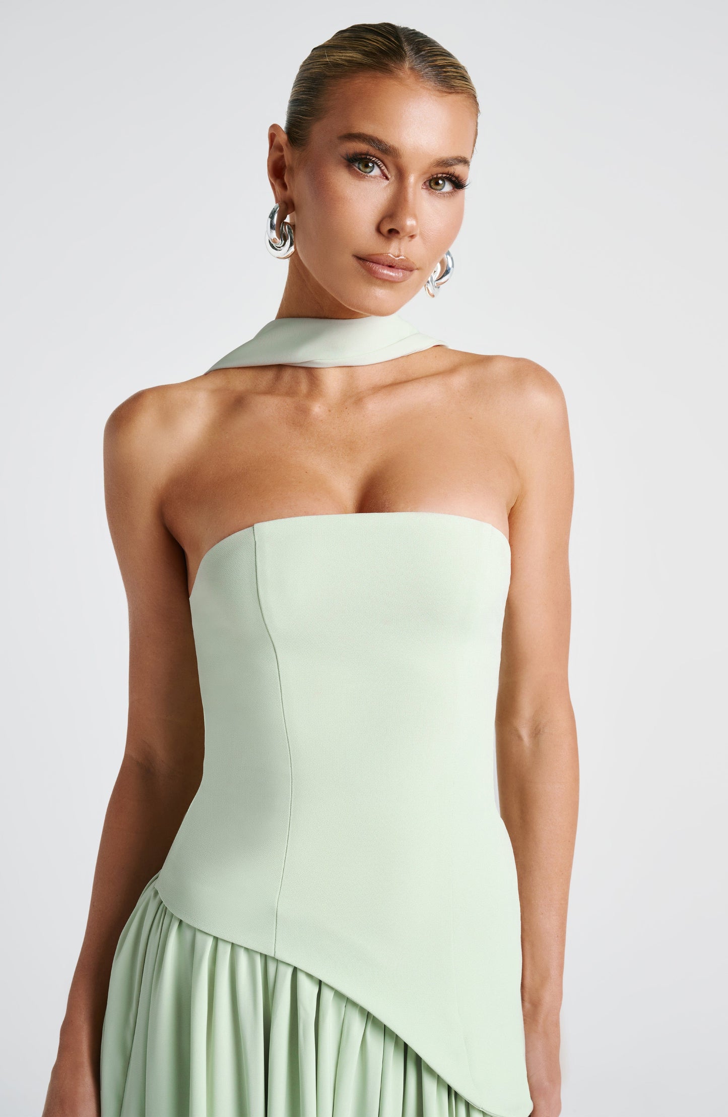 Deborah | Elegant Strapless Dress with High Slit for Women