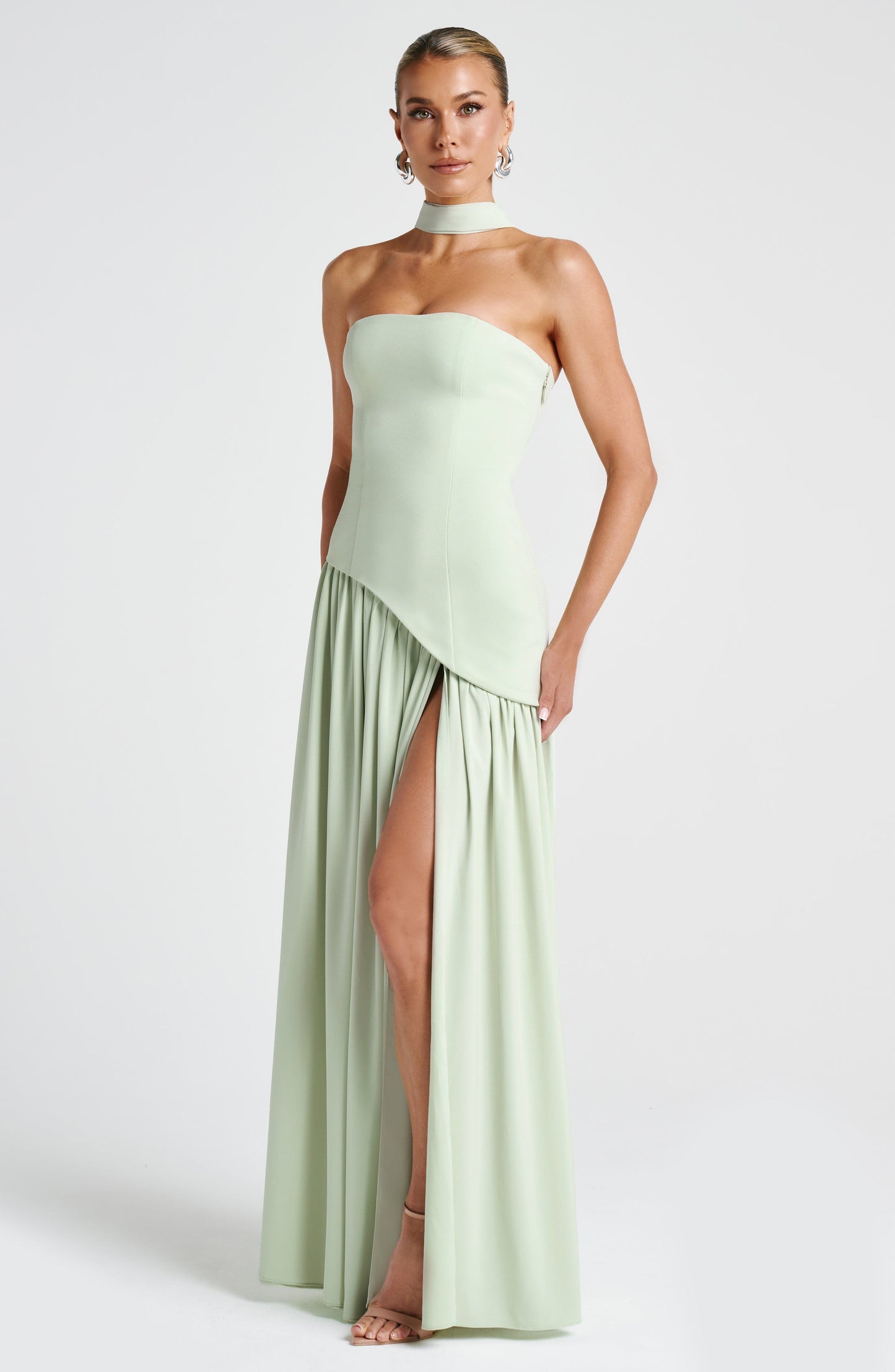 Deborah | Elegant Strapless Dress with High Slit for Women