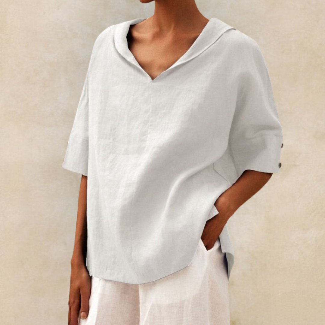 Lena | Women's V-Neck Casual Linen Shirt for Effortless Style