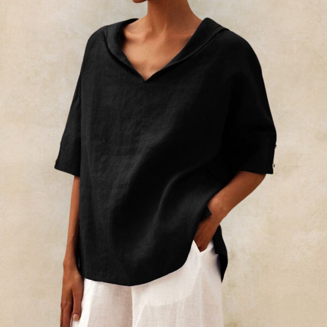 Lena | Women's V-Neck Casual Linen Shirt for Effortless Style