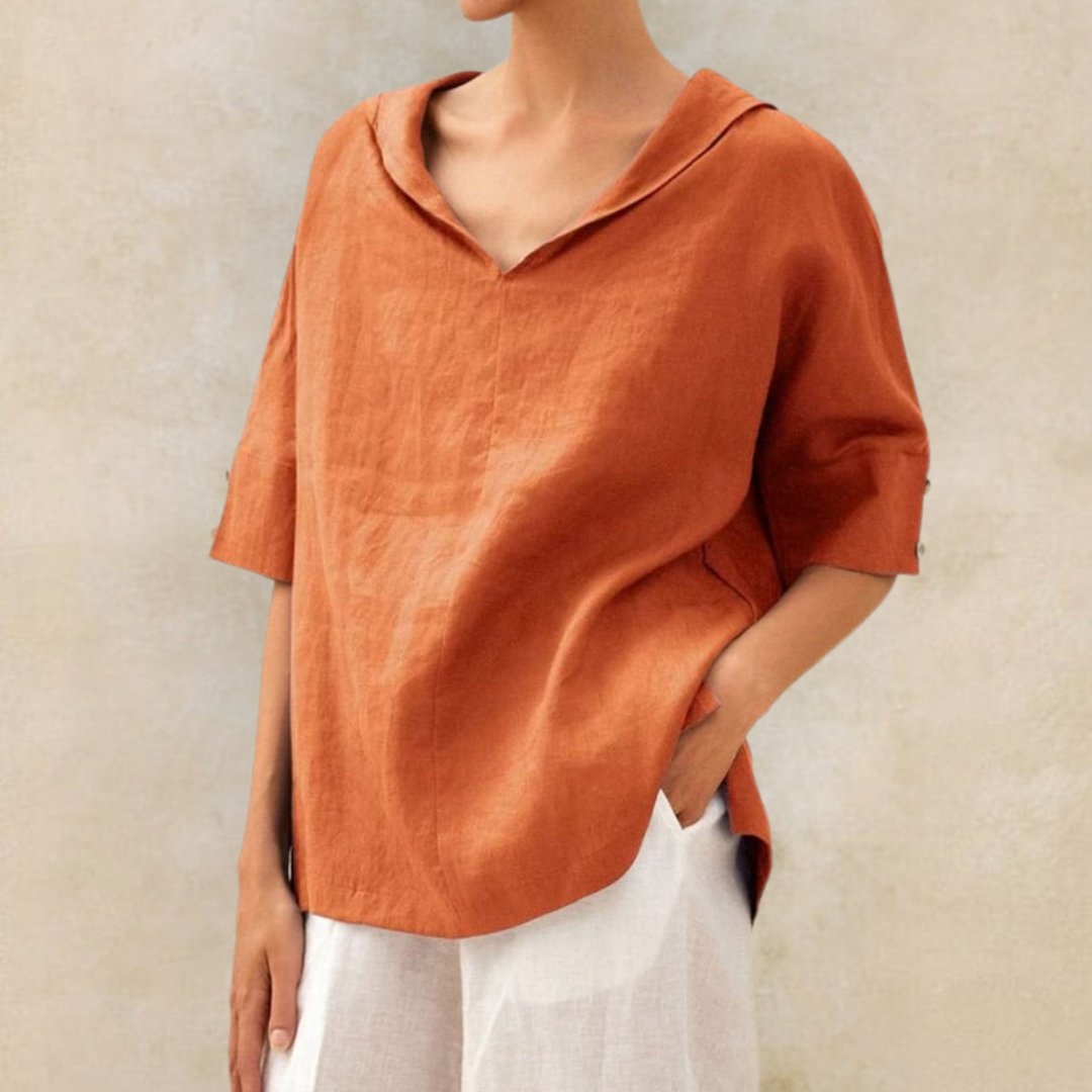 Lena | Women's V-Neck Casual Linen Shirt for Effortless Style
