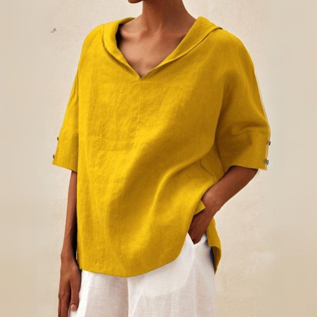 Lena | Women's V-Neck Casual Linen Shirt for Effortless Style