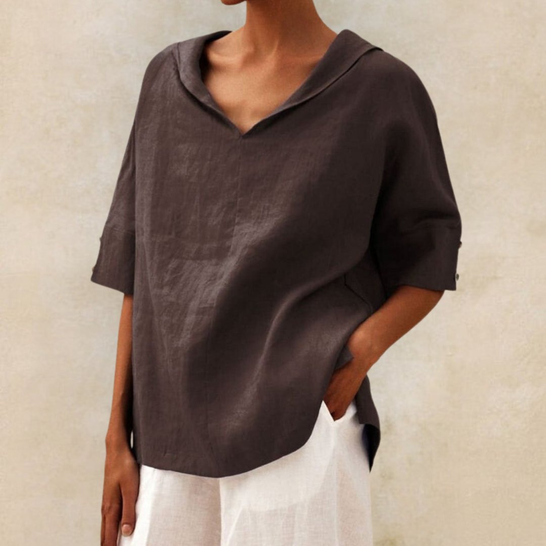 Lena | Women's V-Neck Casual Linen Shirt for Effortless Style