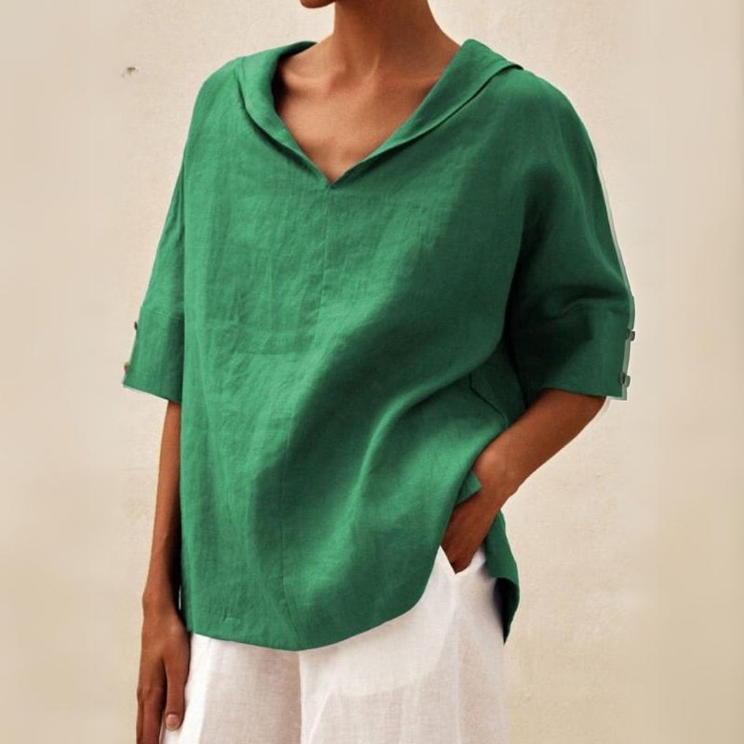Lena | Women's V-Neck Casual Linen Shirt for Effortless Style