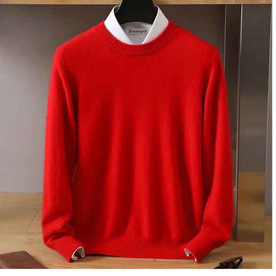 Lucien - Cashmere Crew Neck Sweater with Japanese Knit