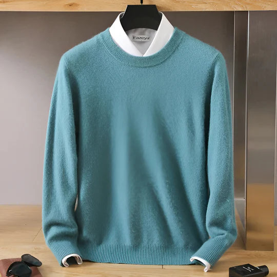 Lucien - Cashmere Crew Neck Sweater with Japanese Knit