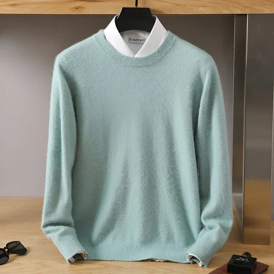 Lucien - Cashmere Crew Neck Sweater with Japanese Knit