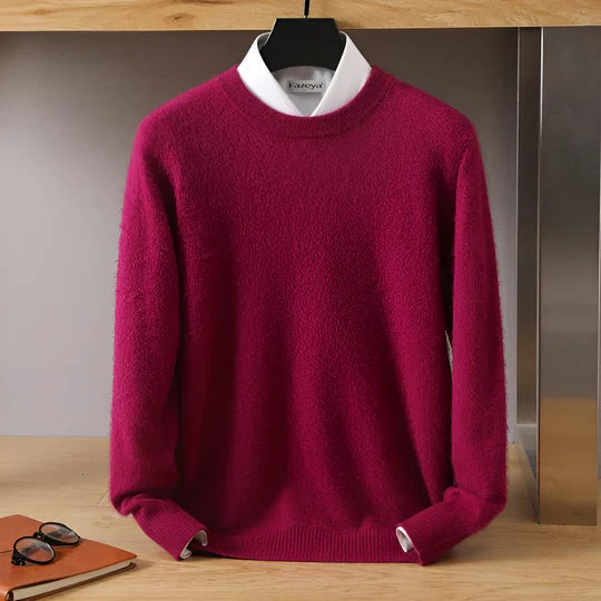 Lucien - Cashmere Crew Neck Sweater with Japanese Knit