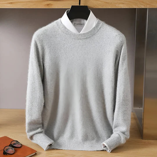 Lucien - Cashmere Crew Neck Sweater with Japanese Knit