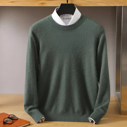 Lucien - Cashmere Crew Neck Sweater with Japanese Knit