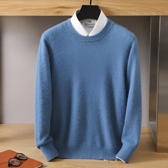 Lucien - Cashmere Crew Neck Sweater with Japanese Knit