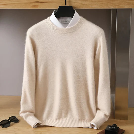 Lucien - Cashmere Crew Neck Sweater with Japanese Knit