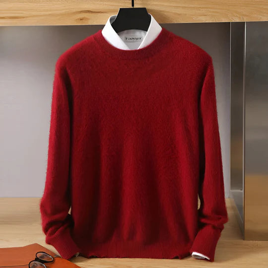 Lucien - Cashmere Crew Neck Sweater with Japanese Knit