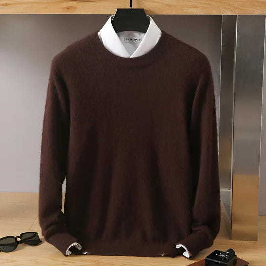 Lucien - Cashmere Crew Neck Sweater with Japanese Knit