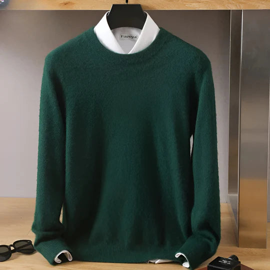 Lucien - Cashmere Crew Neck Sweater with Japanese Knit
