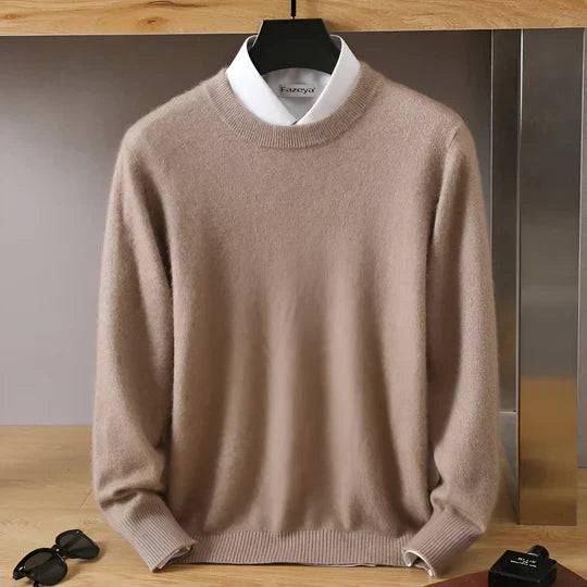 Lucien - Cashmere Crew Neck Sweater with Japanese Knit