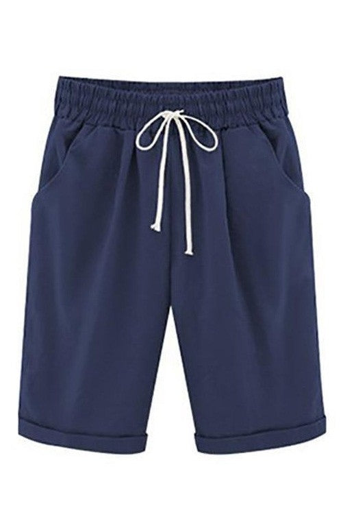 Amie | Women’s Casual Shorts - Adjustable Waist - Natural Fabrics - Side Pockets