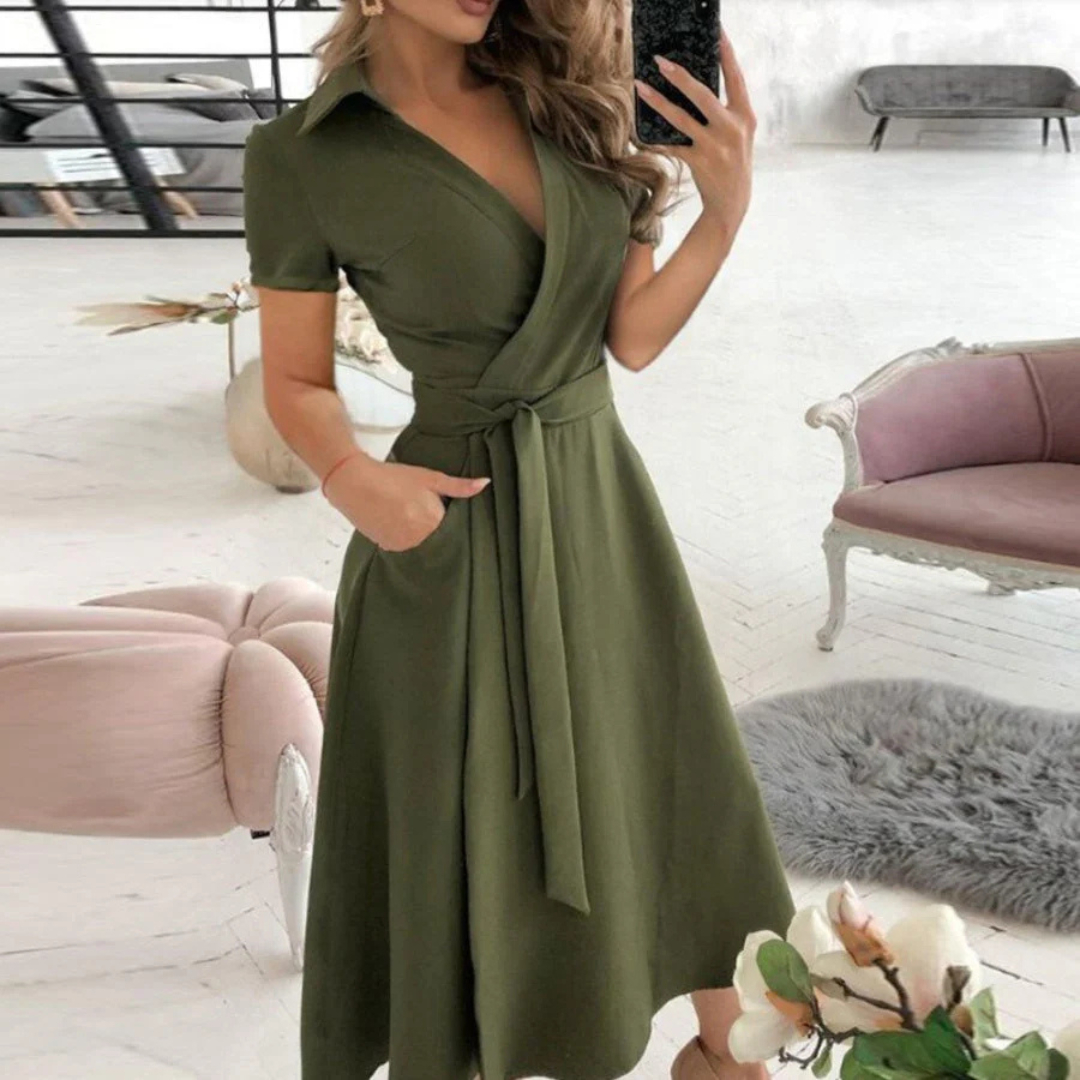 Elizabeth - Elegant A-Line Midi Dress