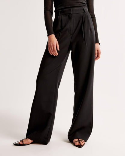 Zara | High Waist Pleated Leg Trousers with Tailored Fit