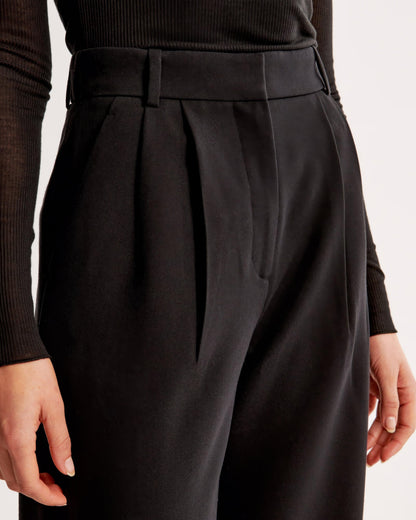 Zara | High Waist Pleated Leg Trousers with Tailored Fit