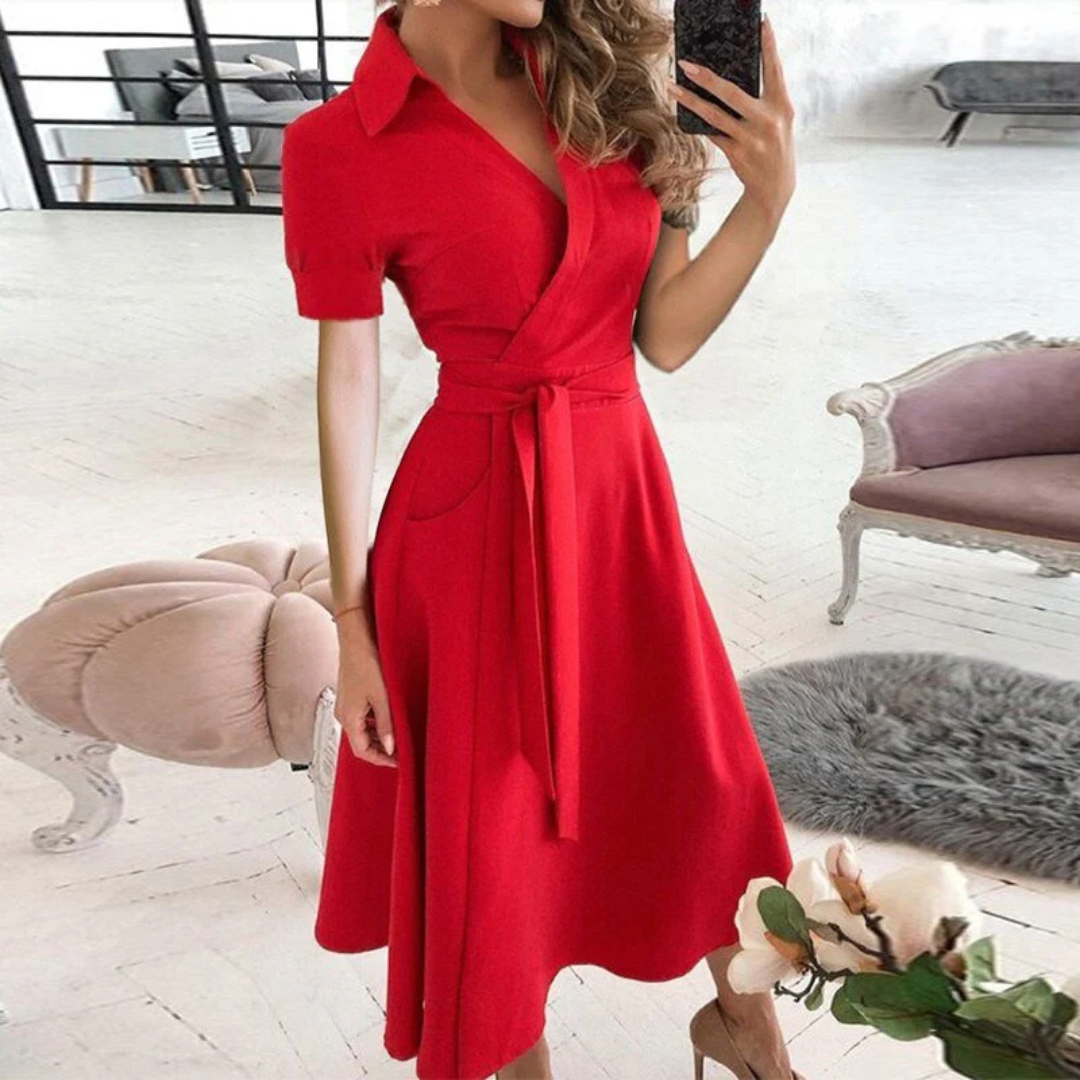 Elizabeth - Elegant A-Line Midi Dress