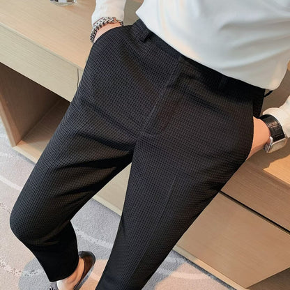 Ralph | Men's Cropped Trousers – Slim Fit – Textured Fabric – Modern Smart Casual
