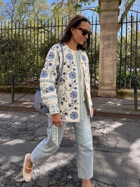 Alexa | Elegant Embroidered Floral Pattern Jacket - Long Sleeve