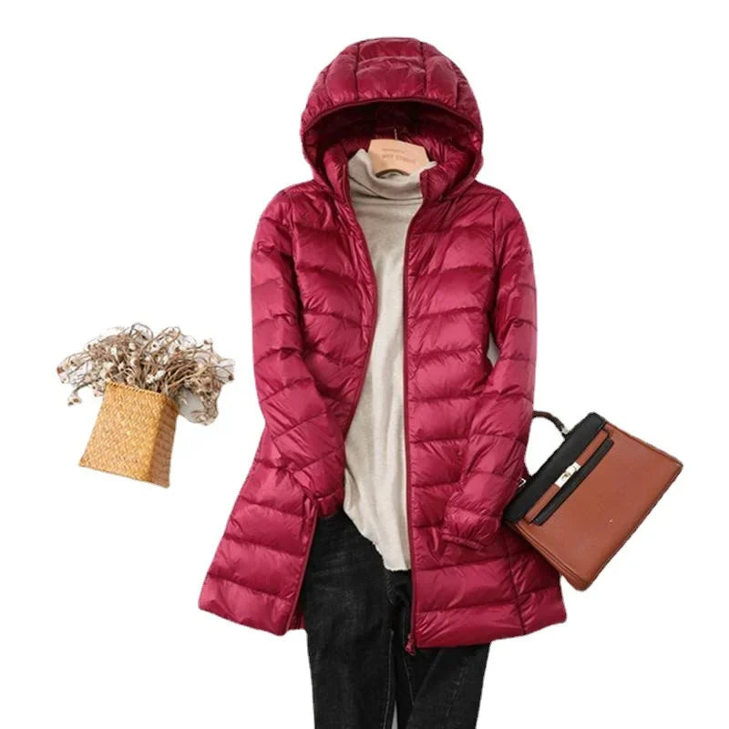 Novella - Women's Packable Puffer Coat with Removable Hood