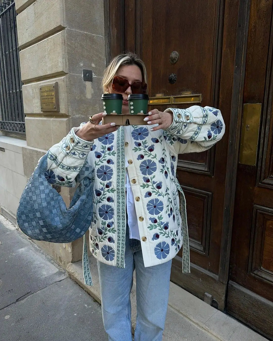 Alexa | Elegant Embroidered Floral Pattern Jacket - Long Sleeve