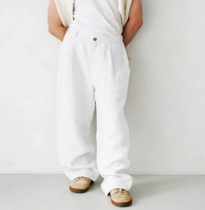 Nelson | Men’s Trousers – Comfortable Cotton Linen Blend – Relaxed Fit – Full Length