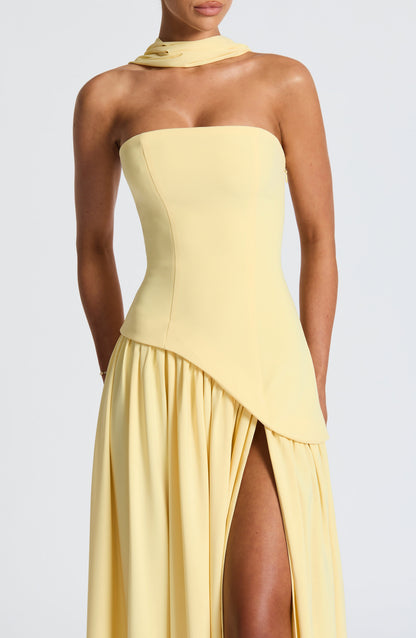 Deborah | Elegant Strapless Dress with High Slit for Women