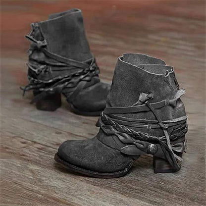 Serena | Women's Ankle Boots – Stylish Leather Western Style – Comfortable Block Heel