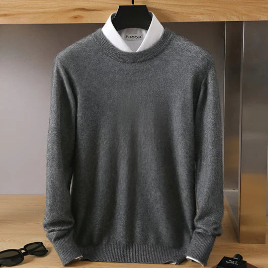 Lucien - Cashmere Crew Neck Sweater with Japanese Knit