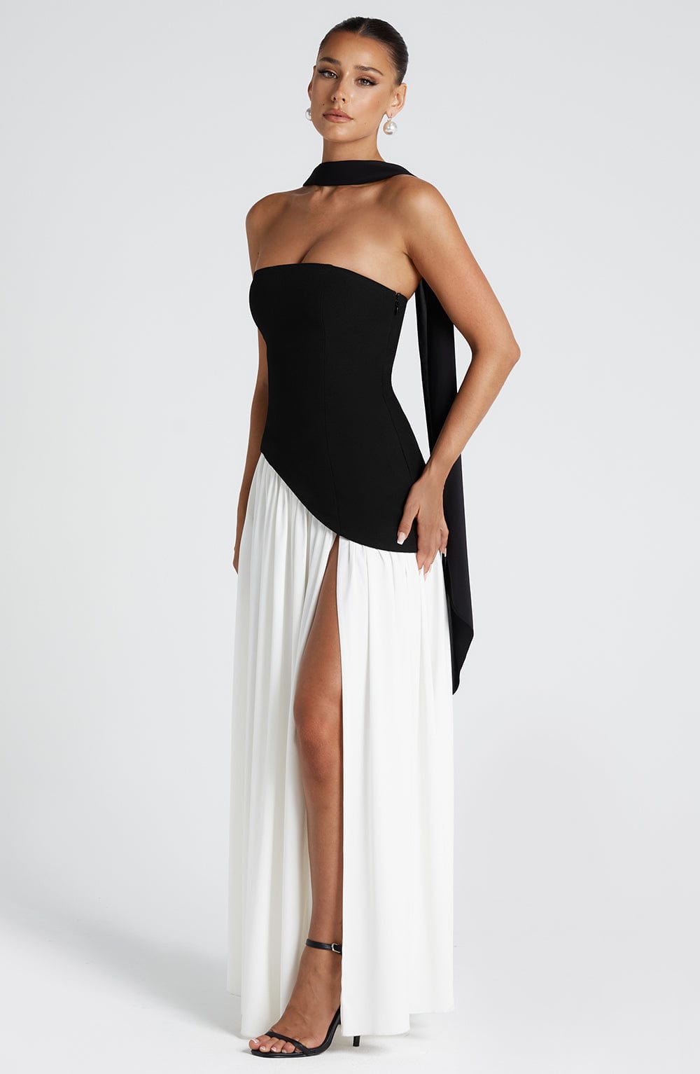 Deborah | Elegant Strapless Dress with High Slit for Women